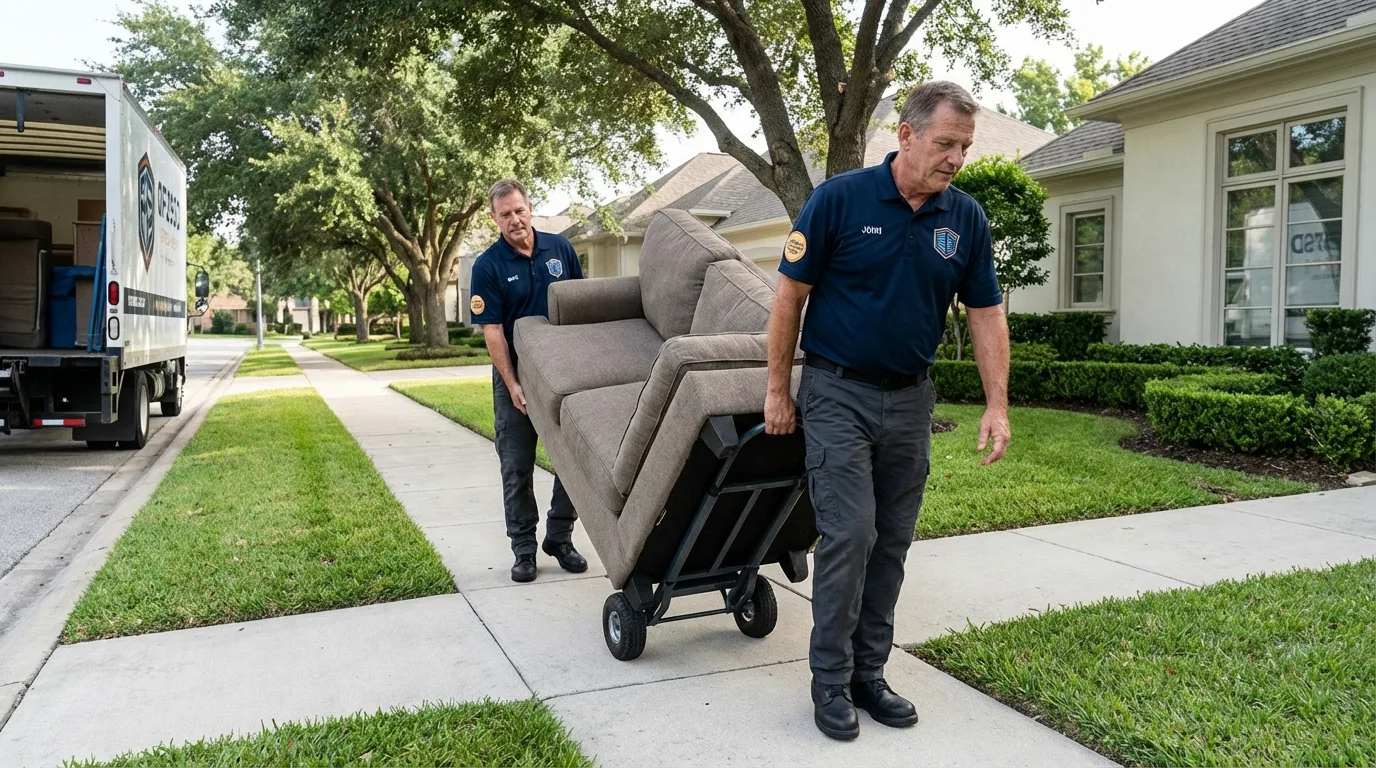 Local residential moving crew loading furniture in Rainier, WA